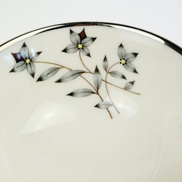 Lenox Kingsley Teacup & Saucer Teal Band Platinum Trim Floral Center c1954-79 - Picture 4 of 14